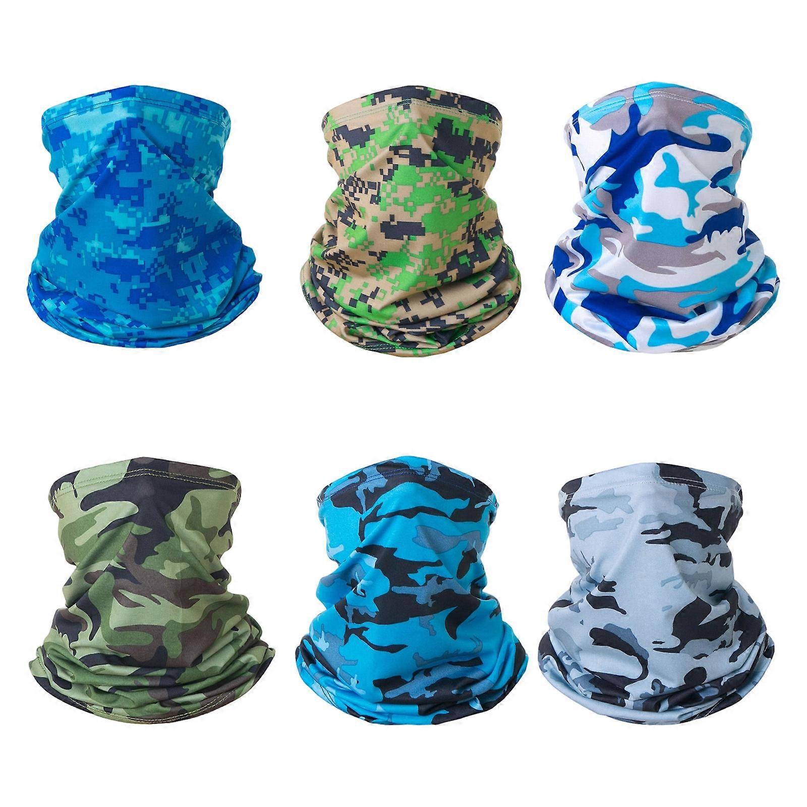 Full Coverage Cycling Face Mask With Sun Blocking Moisture Wicking Ice Silk Cooling Face Cover For Outdoor Activity 6pcs Multicolor