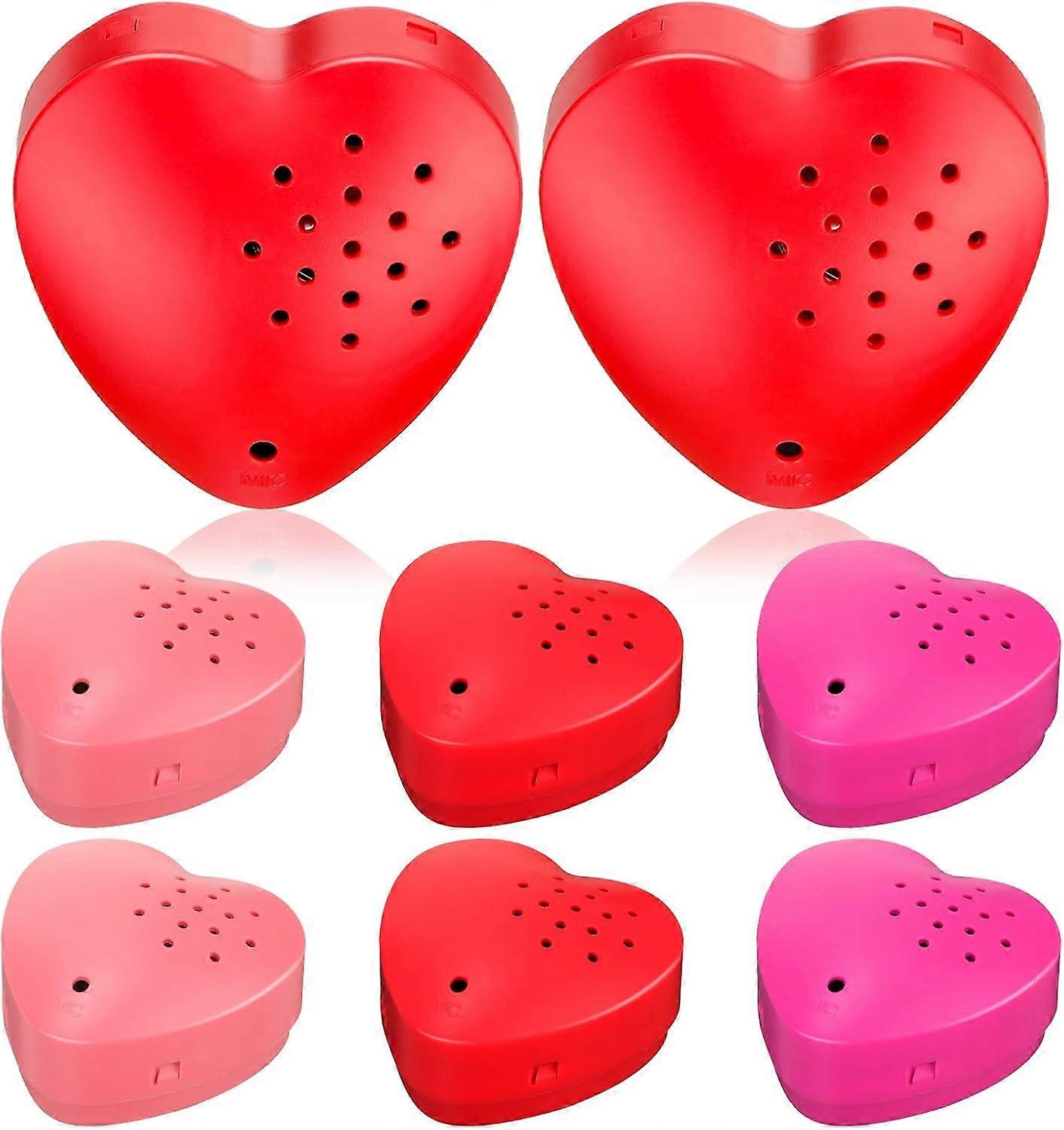 6 Pcs 20 Seconds Valentine’s Voice Recorder for Stuffed Animal Heart Shape Sound Recorder Push Button Recordable Device Sound Module for Gift Recordi