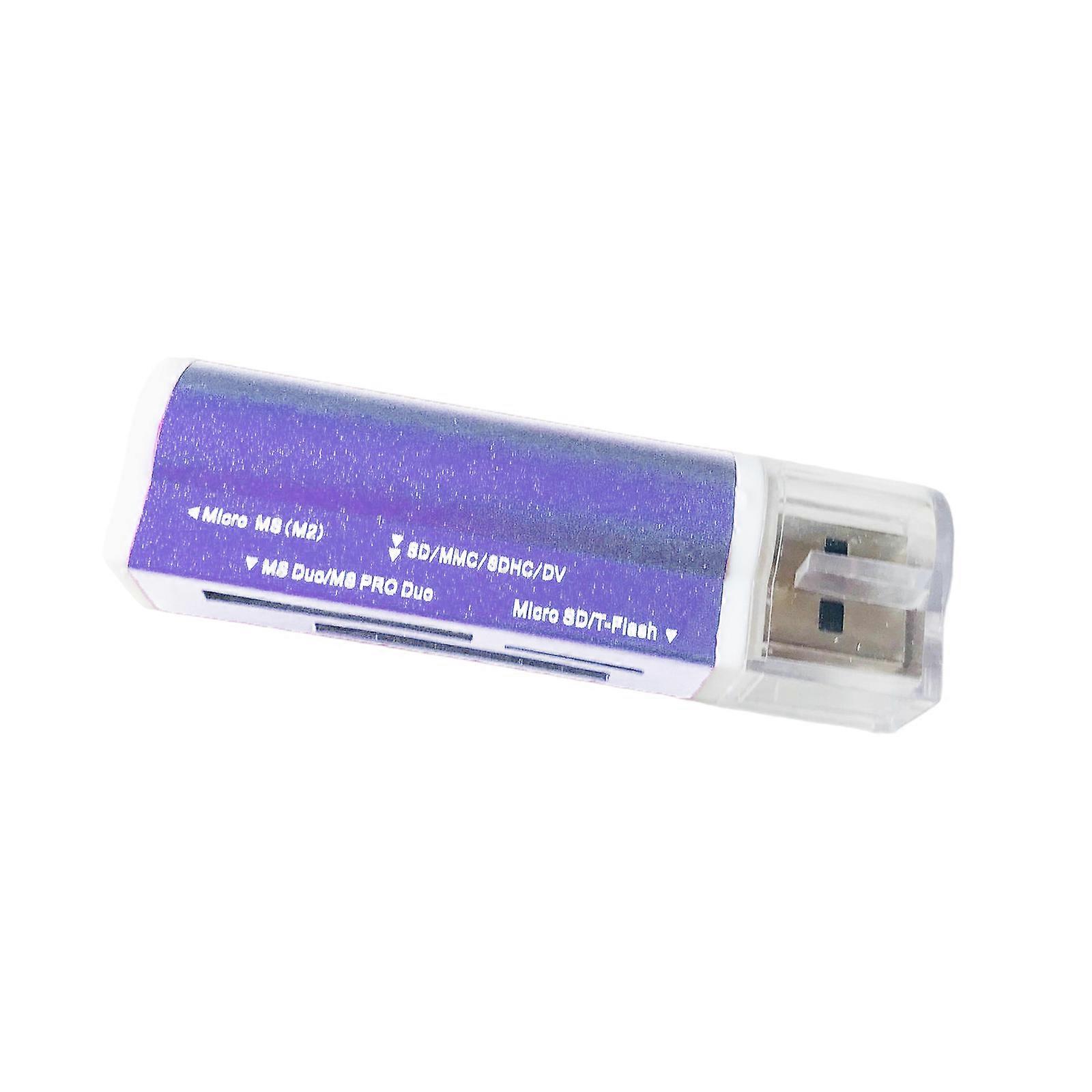 All in1 Memory Card Reader USB Writer for MicroSDs MS M2s SDHCs Camera Cards  Purple.