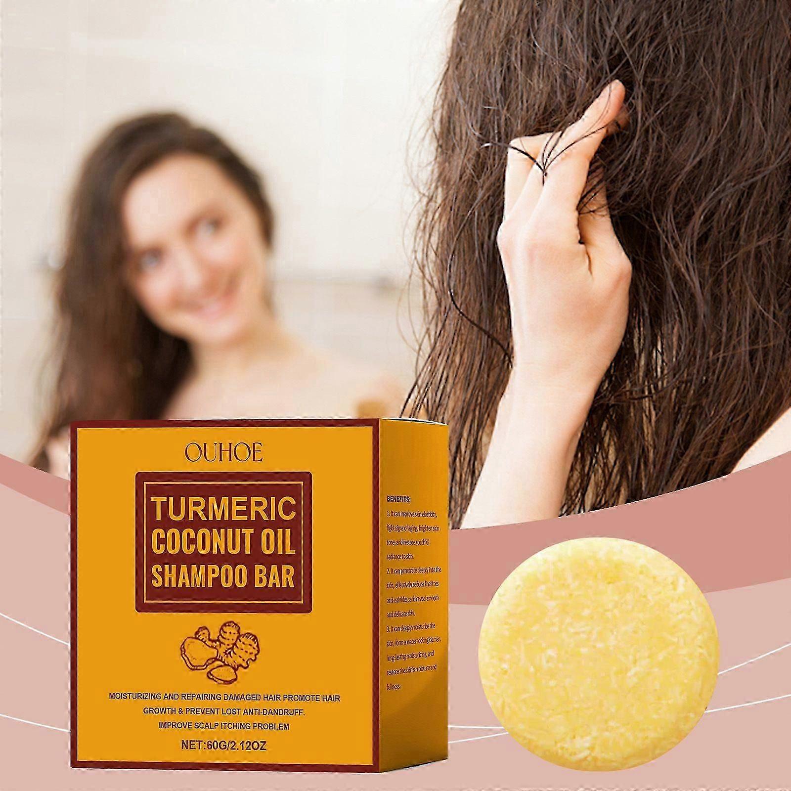 60g Ouhoe Turmeric Shampoo Bar Coconut Solid Cleanser For Scalp Calm