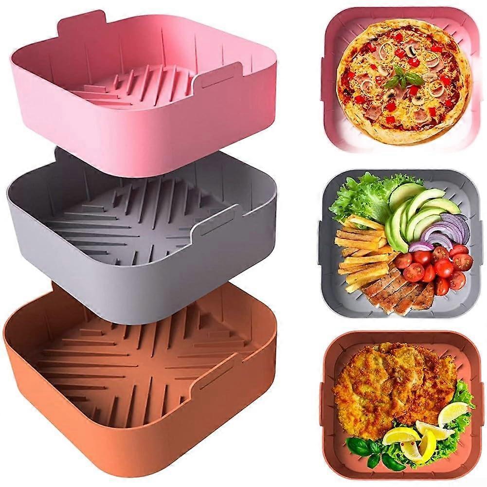 Silicone Air Fryer Baking Mat Liner, Reusable NonStick Tray for Oven, Roasting and Meal Prep (Gray)