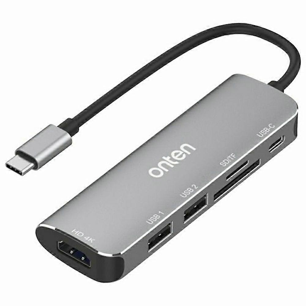 ONTEN 95116 6 in 1 Hub TypeC to HDMI+2 USBA 3.0+USBC+SD/TF Card Reader Docking Station