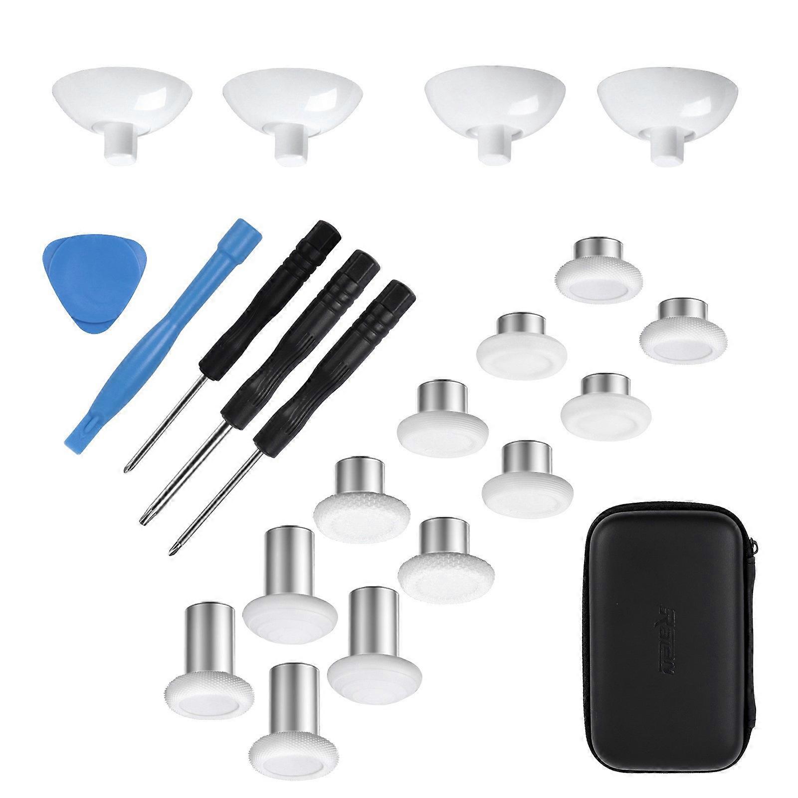 Thumbstick Grip Replacement Thumb Sticks Joystick Analog for Game Controller Thumb Grip with Prying Tool Screwdriver  White