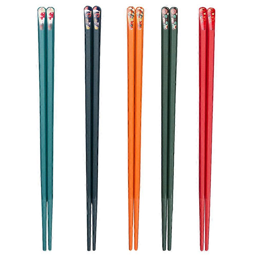 5 Pairs Reusable Japanese Style Chopsticks Set Classic Cusp Design Chopsticks