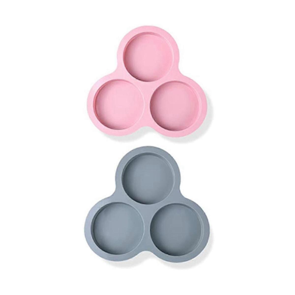 Silicone Egg Reusable Egg Mold,Non-Stick Baking Pan,3 Cavity Silicone Muffin Pans 2Pc