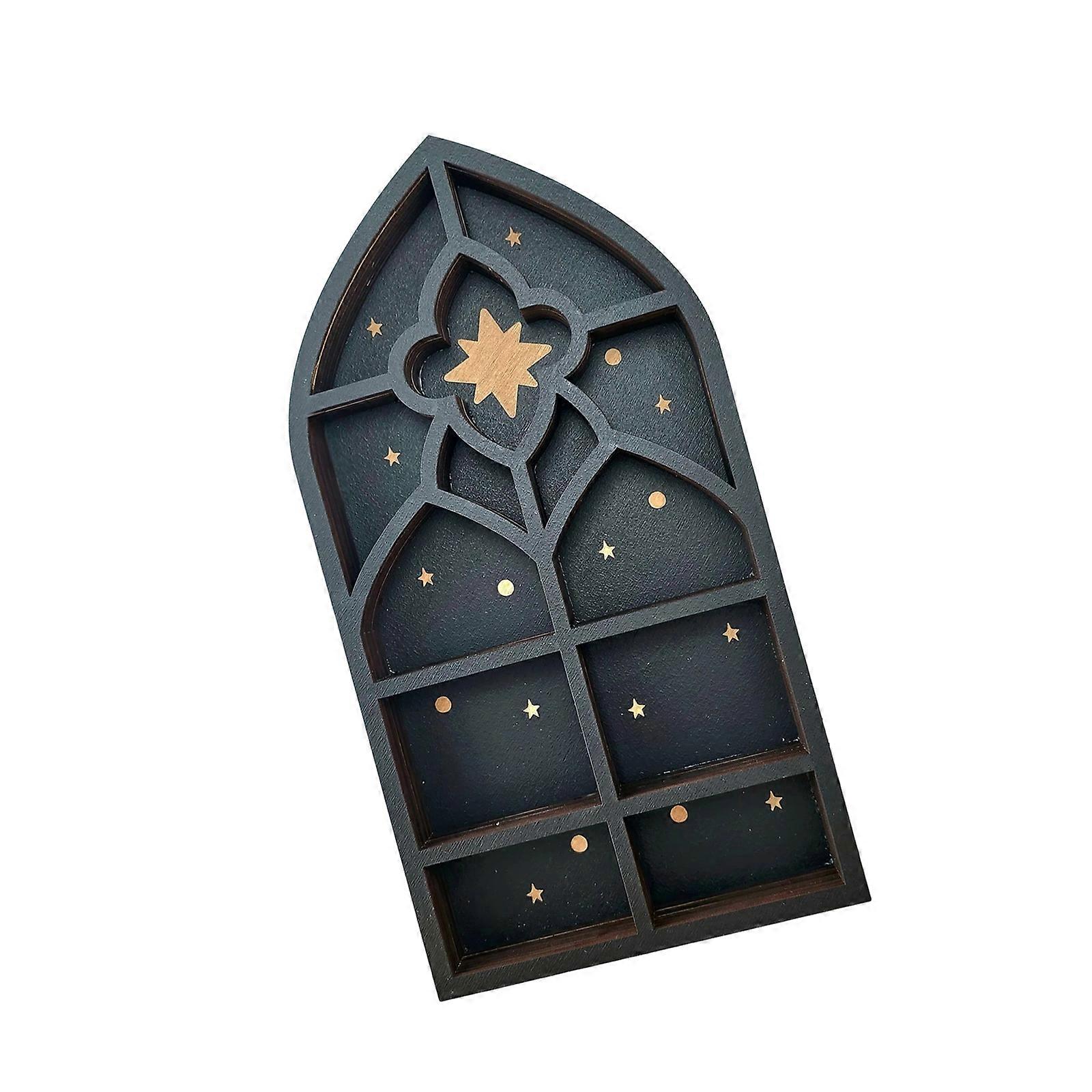 Window Shape Floating Shelves for Wall Crystal Display Shelf Wooden Gem Stone Rock Storage Holders Trinkets Organizers Multicolor