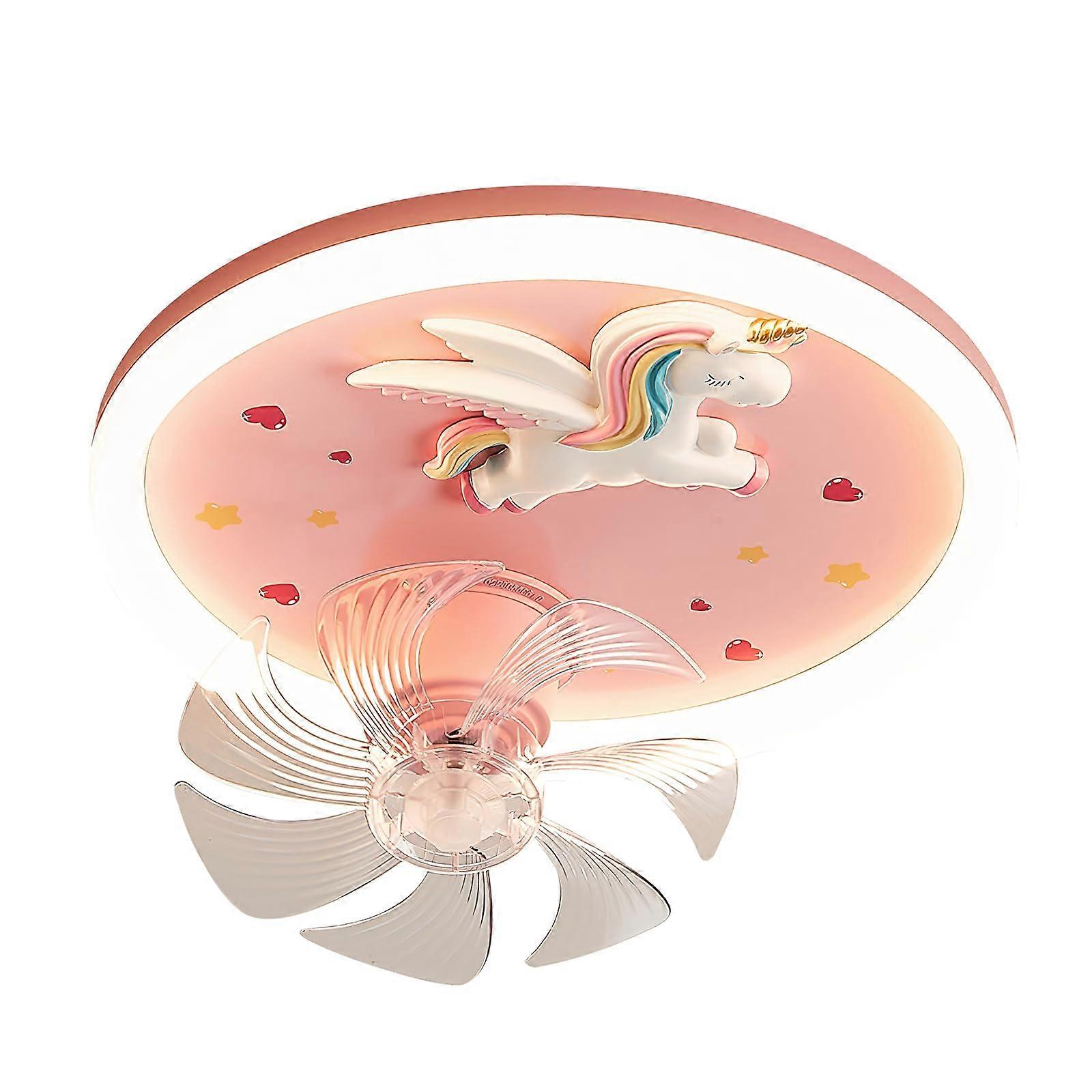 Unicorn Ceiling Fan with LED Light and Remote, Pink 6Speed Dimmable for Girls Bedroom