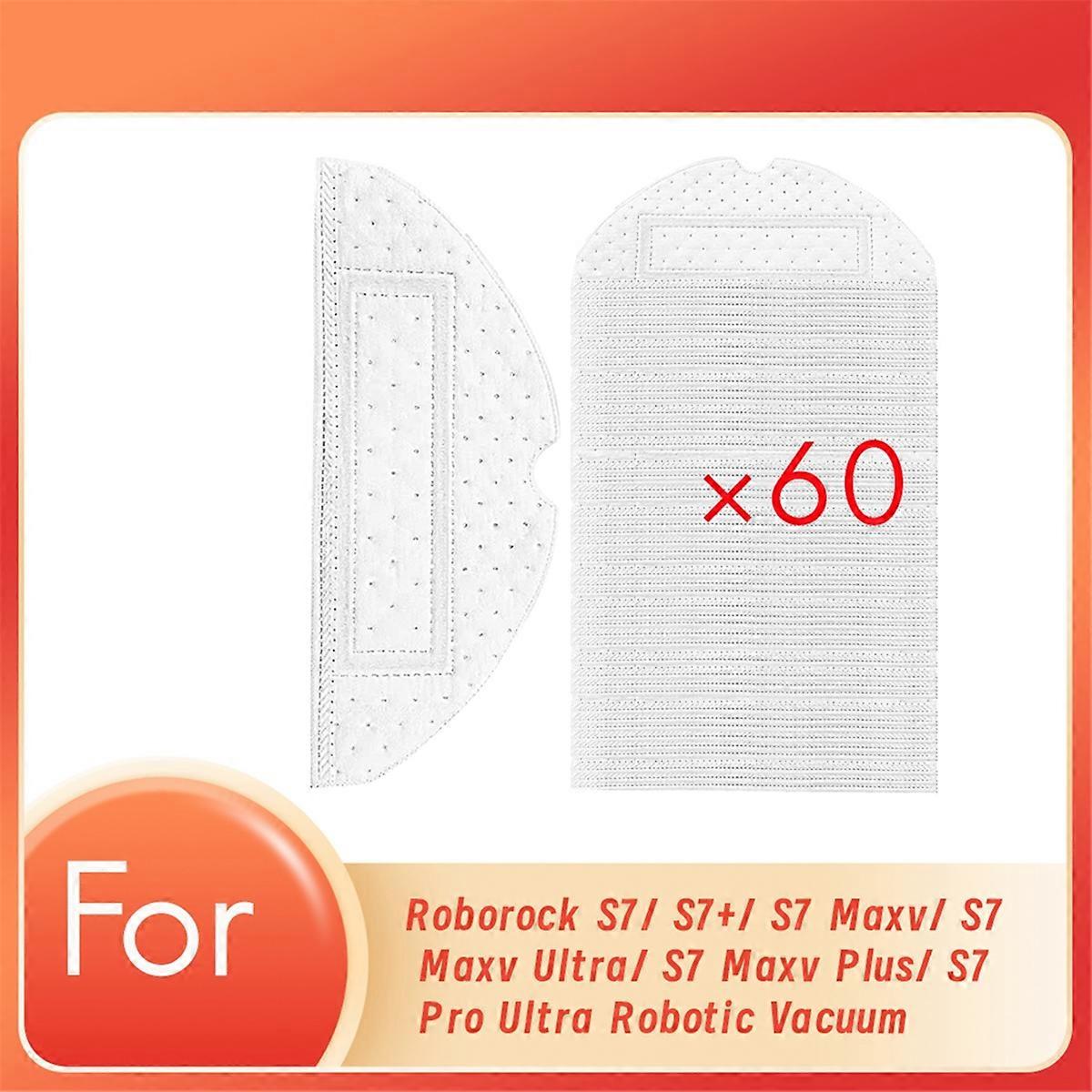 60 Pcs Disposable Mopping Pads for Roborock S7/ S7+/ S7 Maxv
