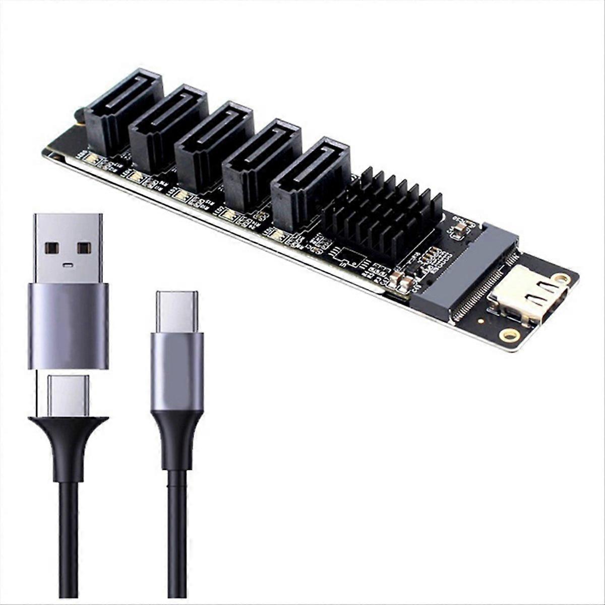 TYPE-C to 5Port SATA3.0 Adapter Card Riser card PC Computer Expansion
