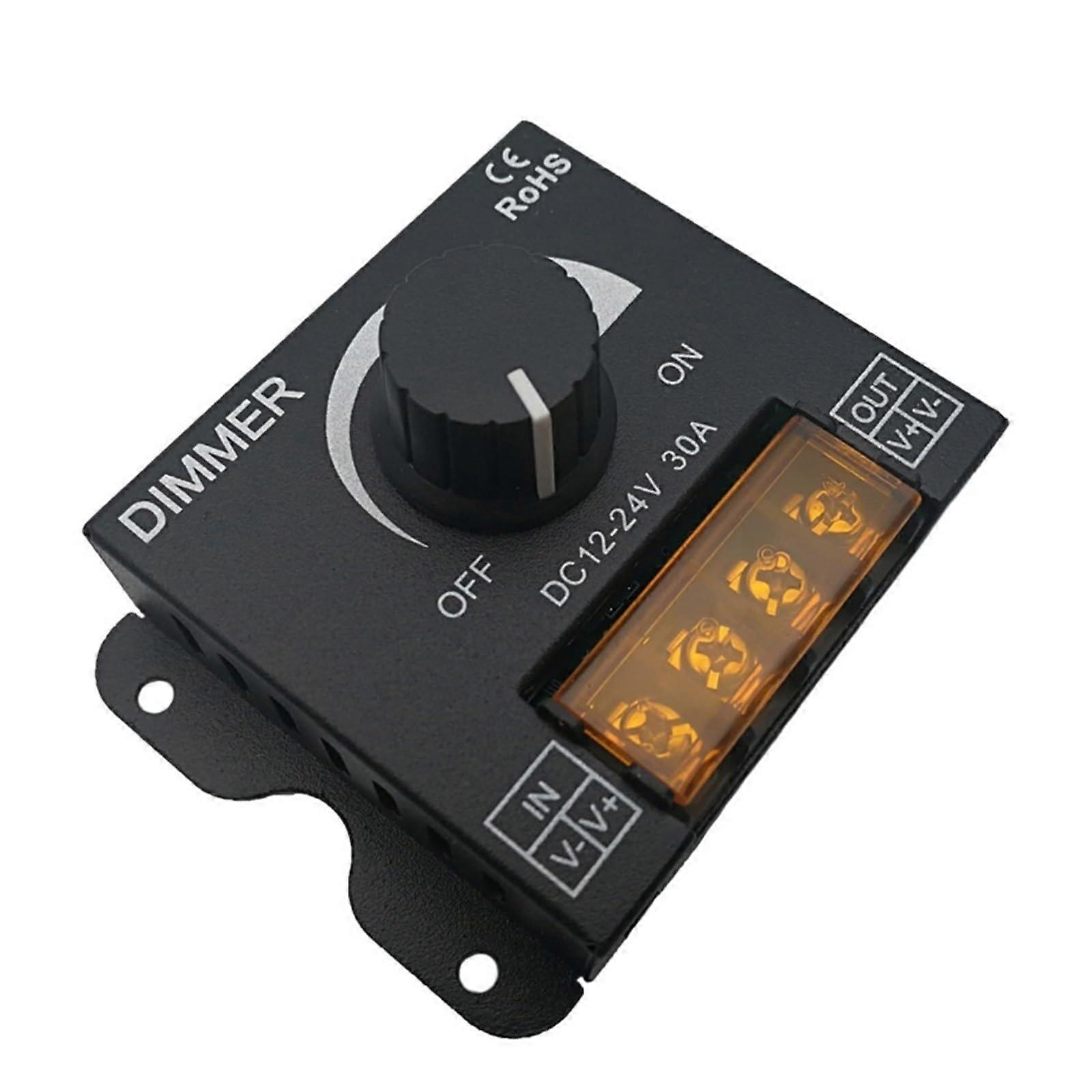 LED Dimmer Switch DC 12V 24V 30A PWM Controller for Single Color LED Strip Stepless Brightness Control