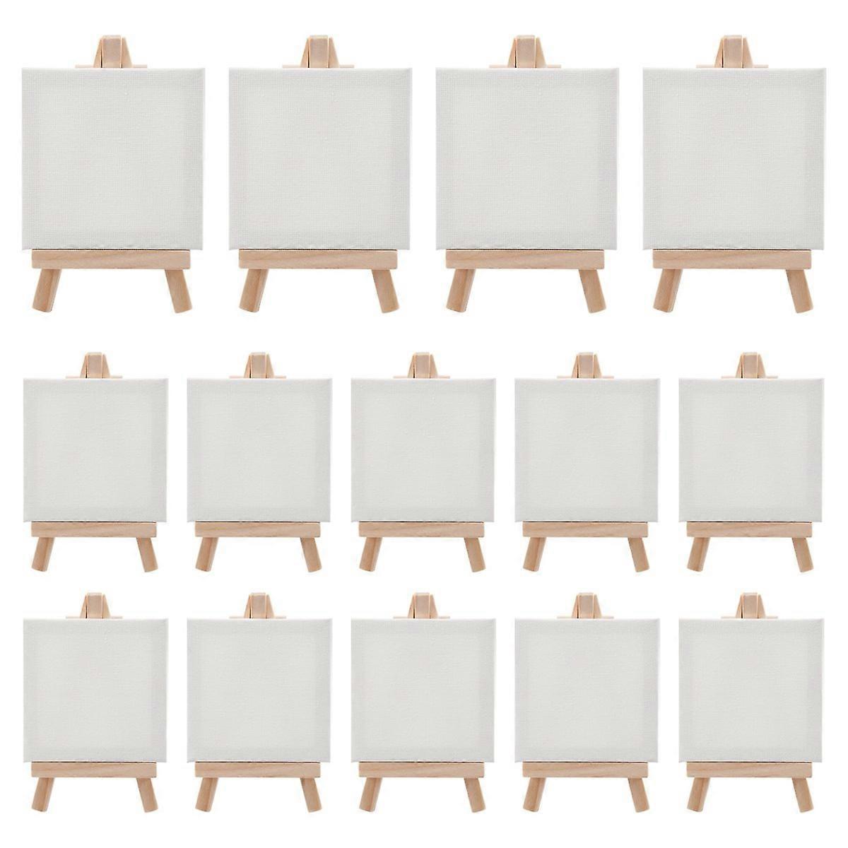 14Pcs Mini Canvas and Easel Brush Set, Canvas Inch