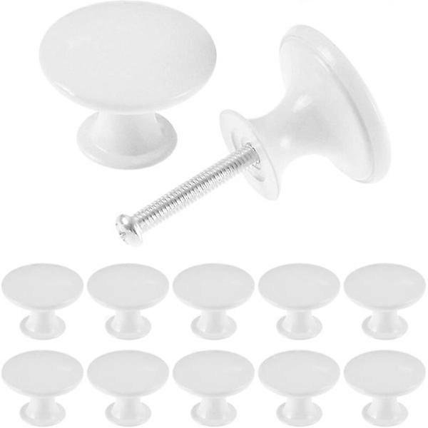 12-pack Vintage Chic Cabinet Knobs for Antique Kitchen Drawer, 30mm Round Door Knobs, White