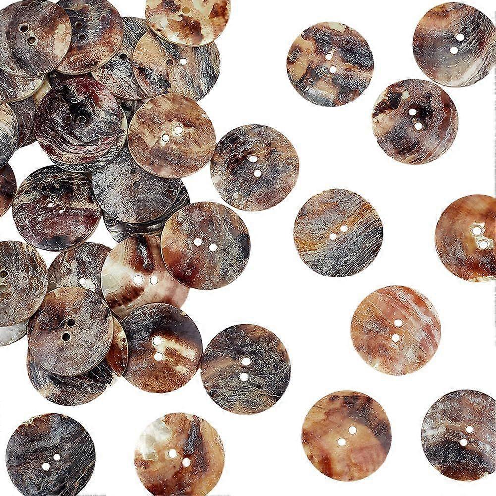 40 Pcs Shell Buttons 1.1 Inches Flat Round Sewing Buttons with 2 Holes Sewing Decorative Button Accessories for Clothes Shirts Crafts DIY