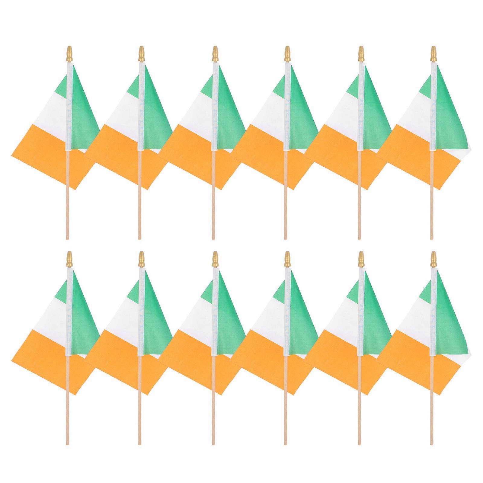 Small Irish Flags Mini Hand Held Stick Flags for Festival Decor 24Pcs