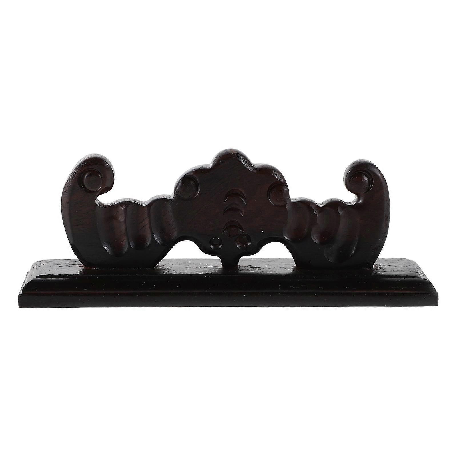 Brown Bamboo Flute Stand Wood Desktop Holder for Storage of Two Instruments