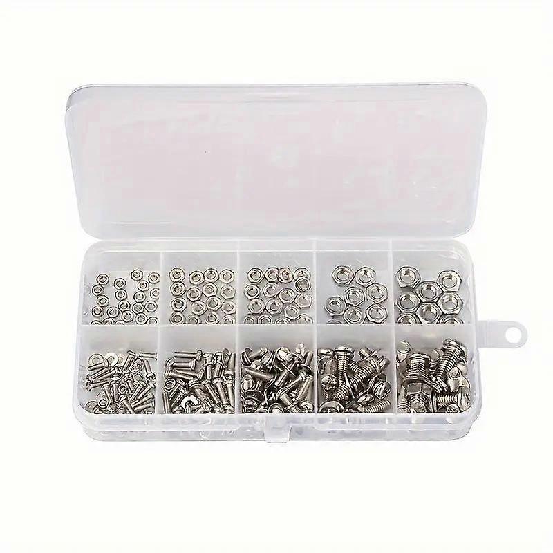 320Pcs 304 Stainless Steel Hex Button Socket Head Cap Screw Hexagon Thread Machine Metric Nut Bolt Assortment Kit Set M2~M5