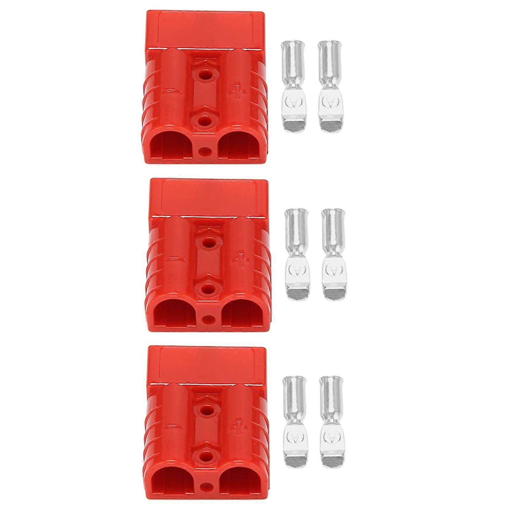 3X 50A Heavy Duty Power Connector 600V Weatherproof Silver Plated Terminals Red for Anderson
