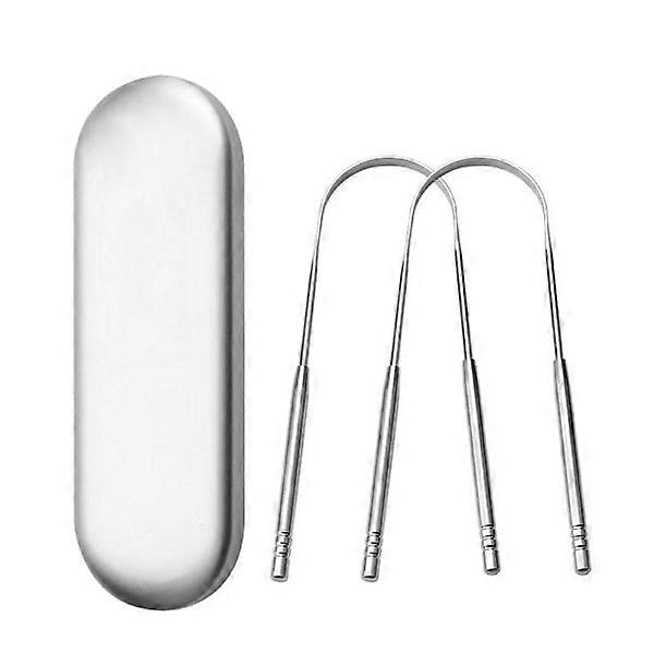 Tongue scraper stainless steel 2-pack Silver