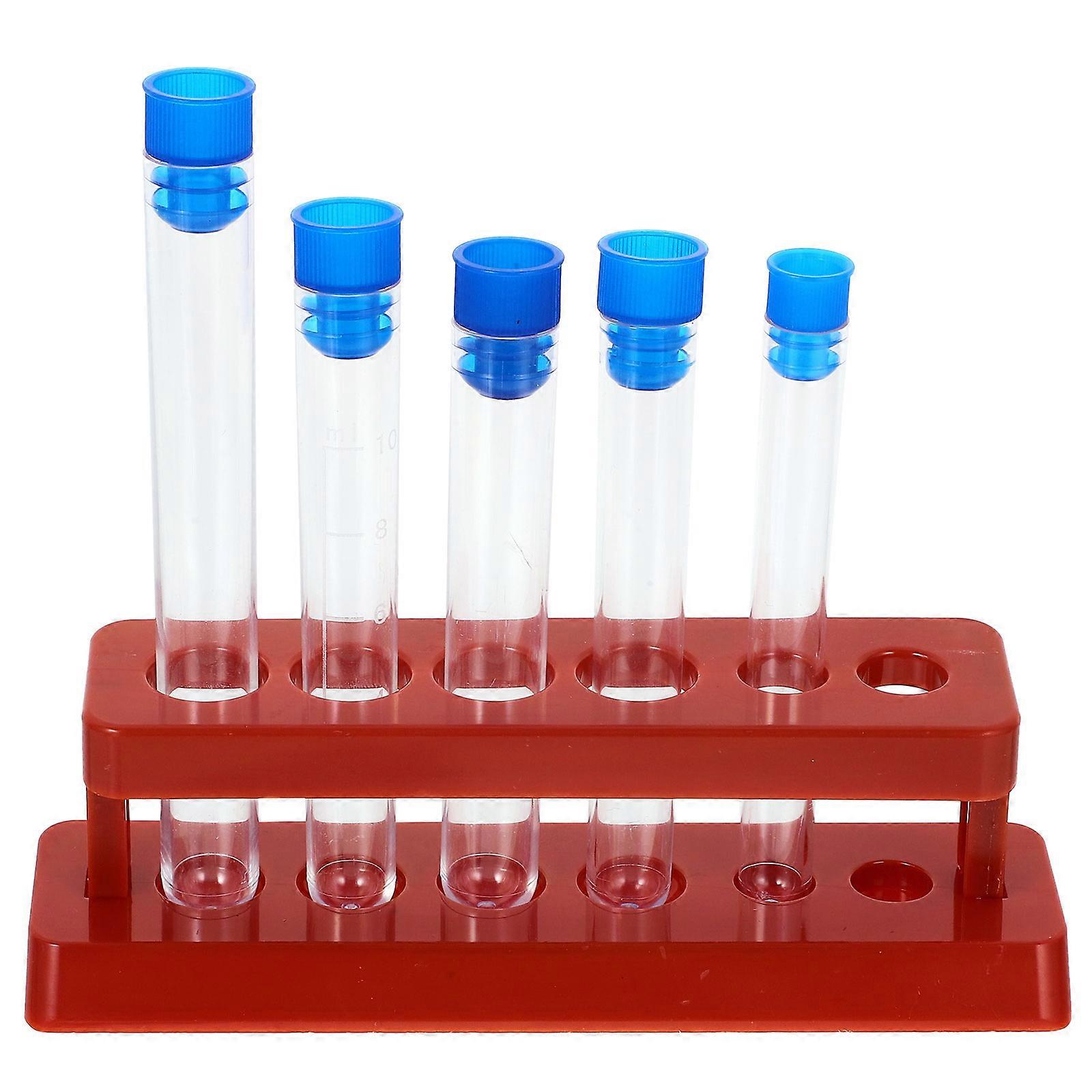 Plastic Test Tubes with Rack Test Tubes for Scientific Experiments 5Pcs Set