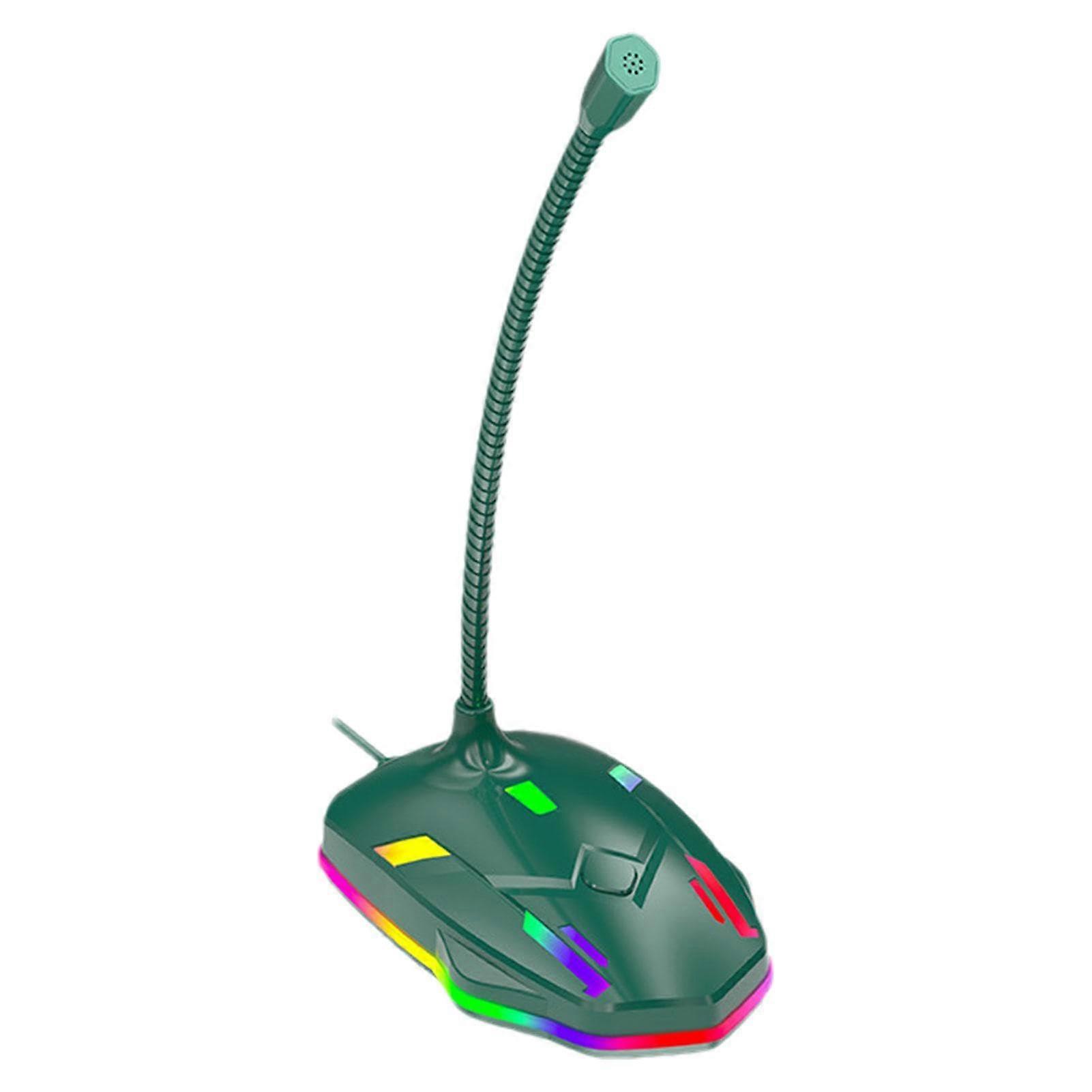 Microphone for Computer Condenser Plug and Play PC Laptop Desktop Noise Canceling 360 Degree Gooseneck Green