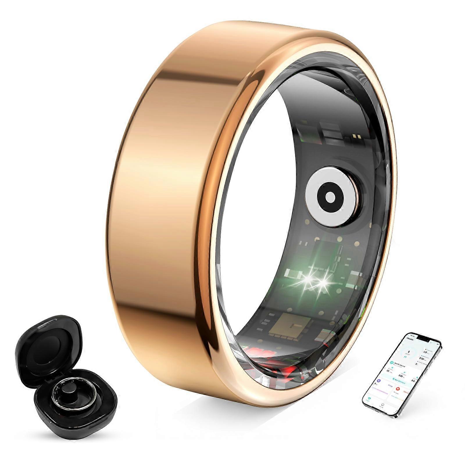 Smart Ring with Heart Rate Sleep and Fitness Tracking, IP68 Waterproof for iOS Android, Rose Gold 8