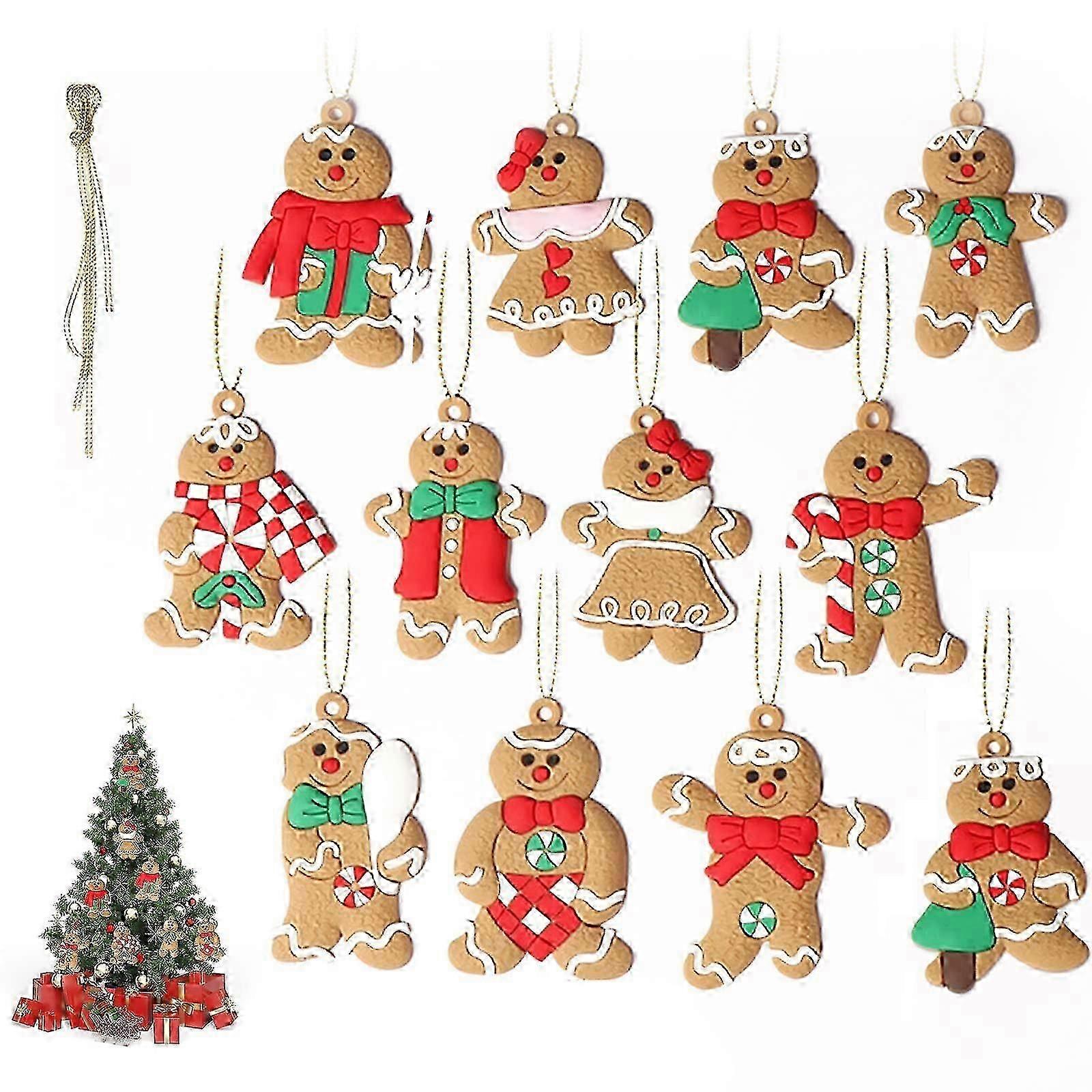 Packung mit 12 Lebkuchenmann Hängedekorationen Christbaumschmuck