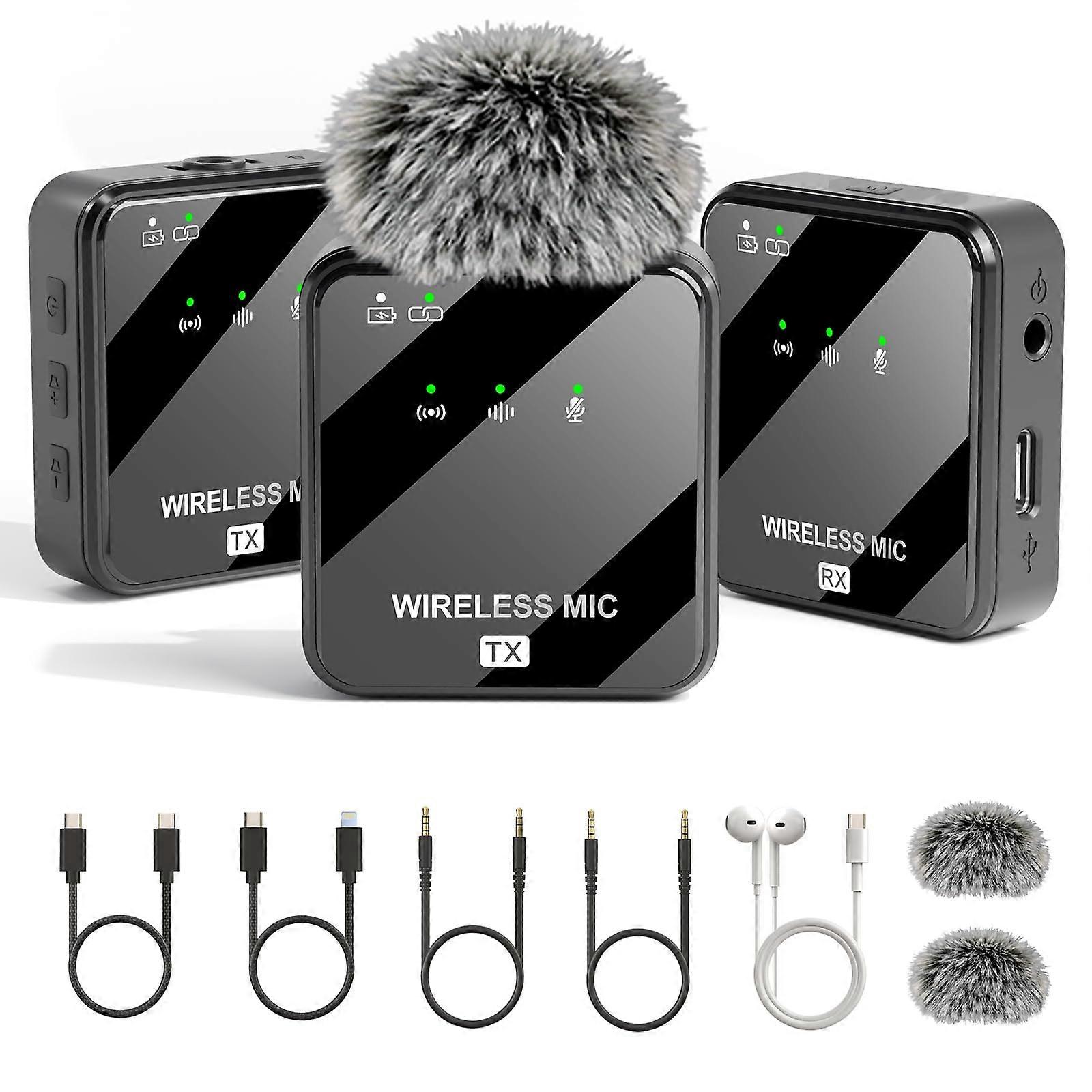Wireless Lavalier Microphone for iPhone USBC Devices with 48kHz Audio Noise Cancelling 164ft Range