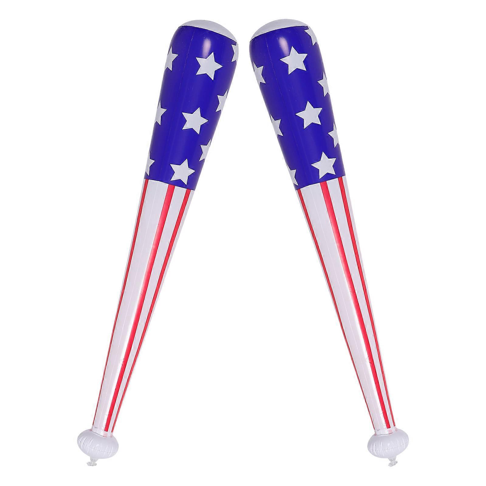 Inflatable Baseball Bat with Striking Flag Design for Decor Made from Durable PVC Blue 2pcs