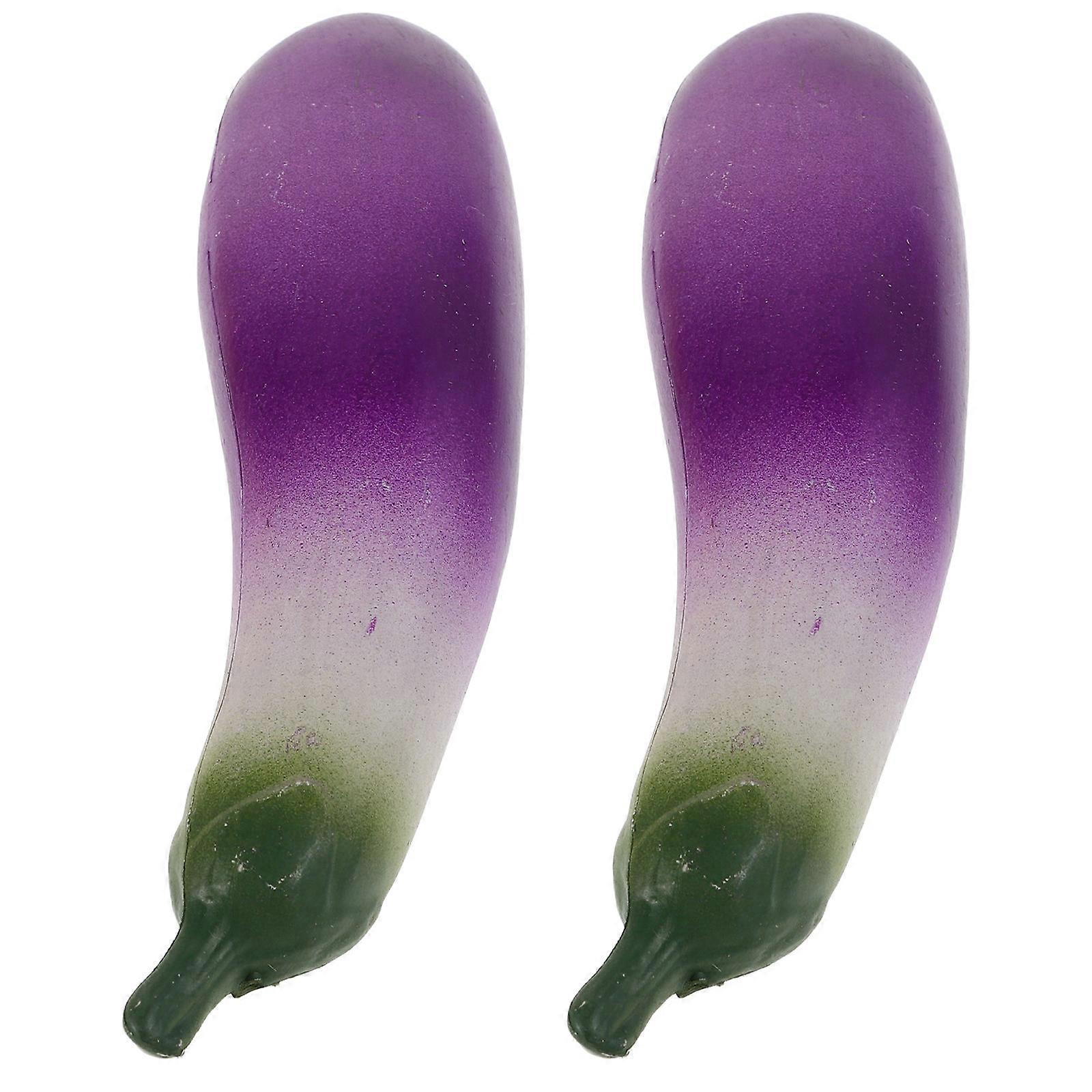Artificial Eggplants for Decoration Simulation Vegetable Model 2Pcs Plastic