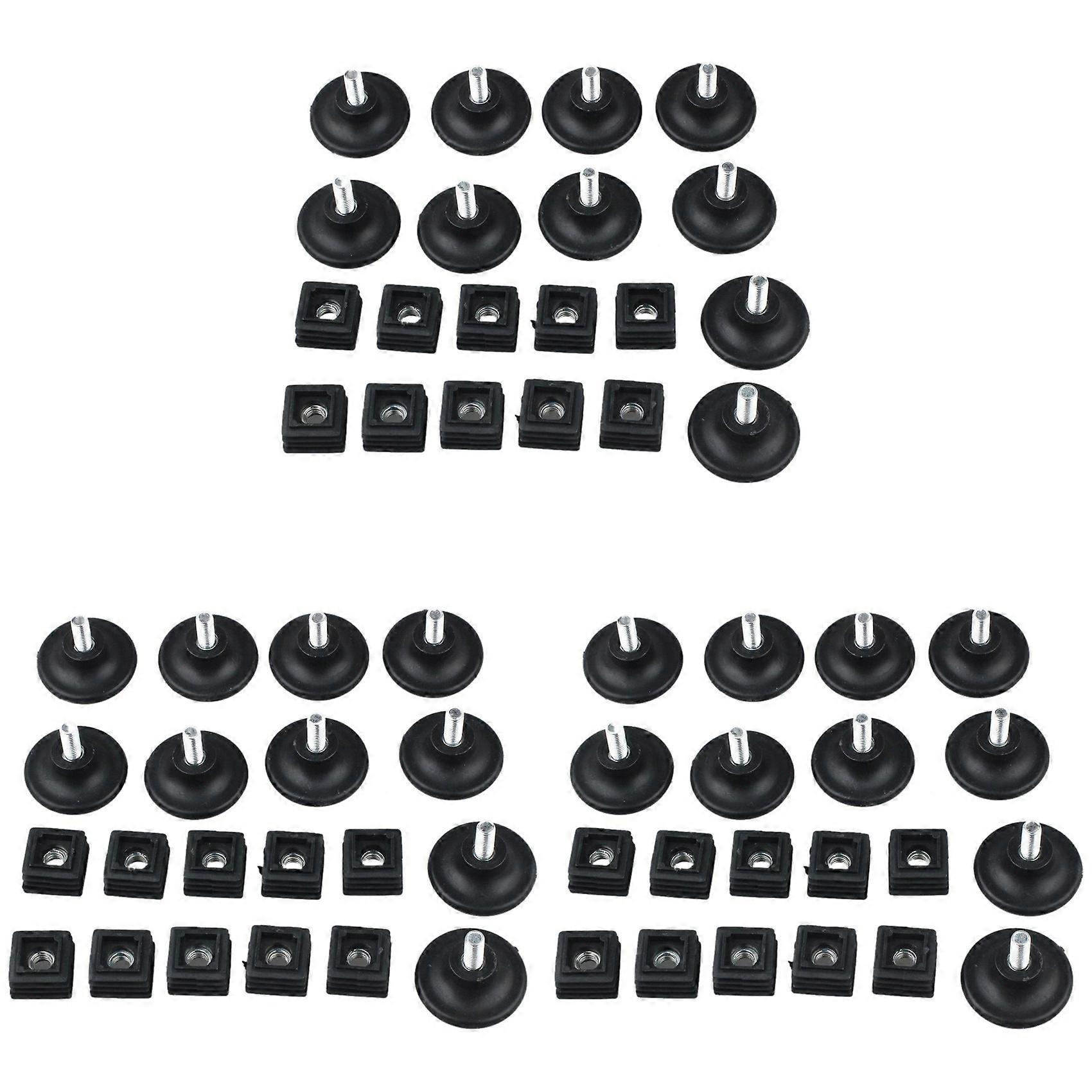 30 Sets 45mm Base Dia Adjustable Leveling Foot 25mmx25mm Square Tube Insert Kit