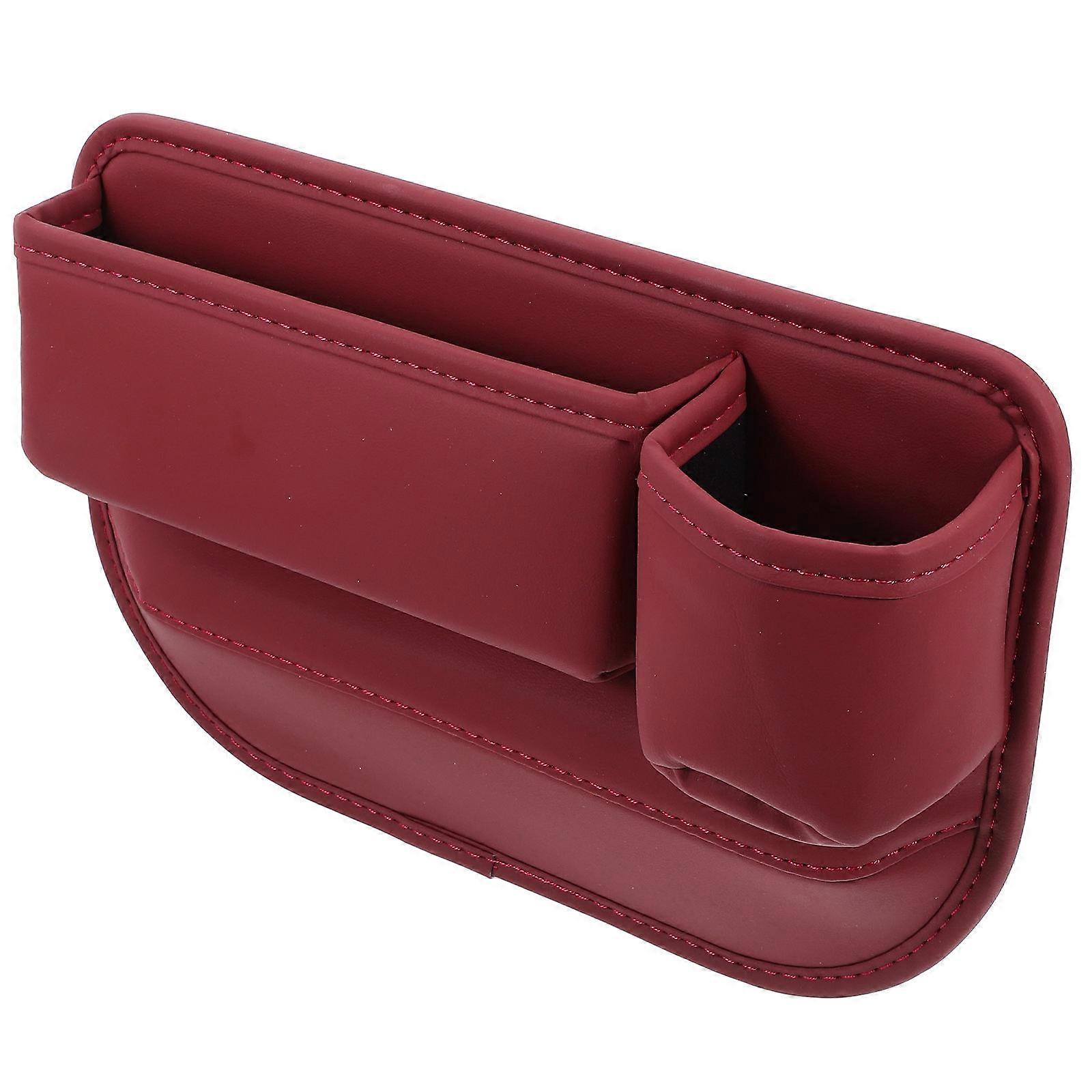 Car Seat Side Organizer for Storage with Durable Dark Red PU Material