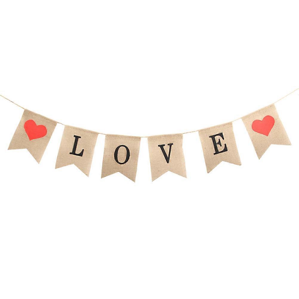 2.5M Wedding Day Banner Jute Flags Romantic Atmosphere Creator Triangle Flags Multi 1Set