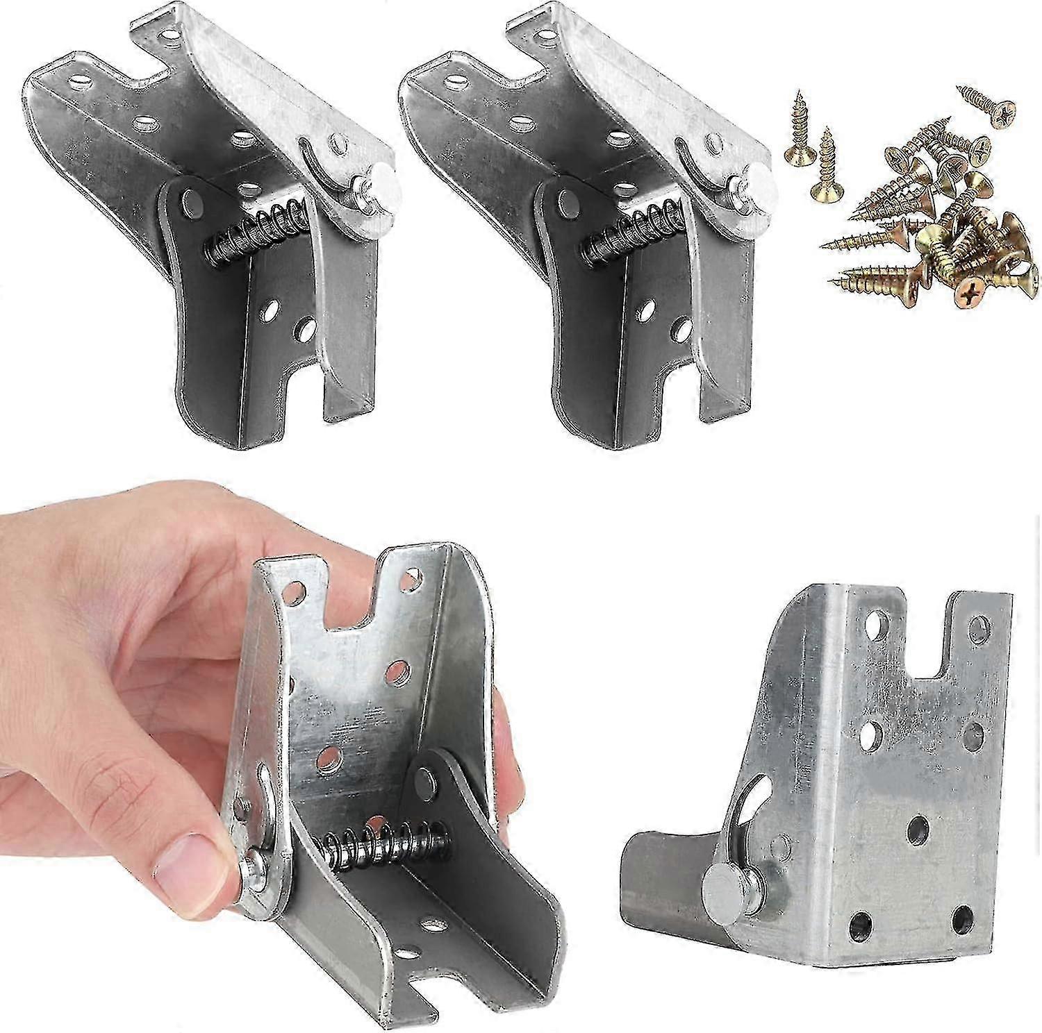 Self-Locking Folding Bracket for Folding Legs, Folding Worktop, Folding Kitchen Table (4 Silver)