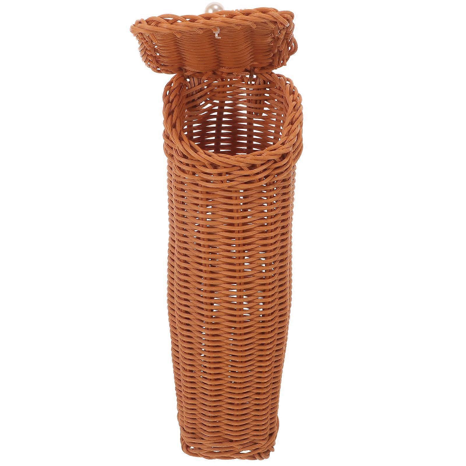 Hanging Kitchen Storage Basket with Lid, Rustic Wall Mounted Vegetable and Fruit Holder