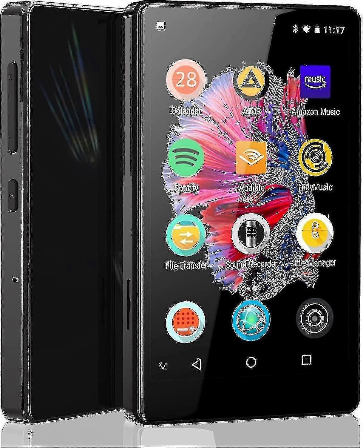 Reprodutor de MP3 Bluetooth de 25-26 polegadas com Spotify para crianças, Audible, navegador (removível), Amazon Music e tela IPS de 4 polegadas.