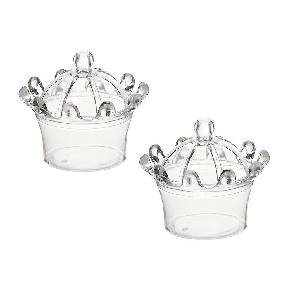 Candy Box Crown Shape Plastic for Gift Package 2Pcs Transparent for Kids