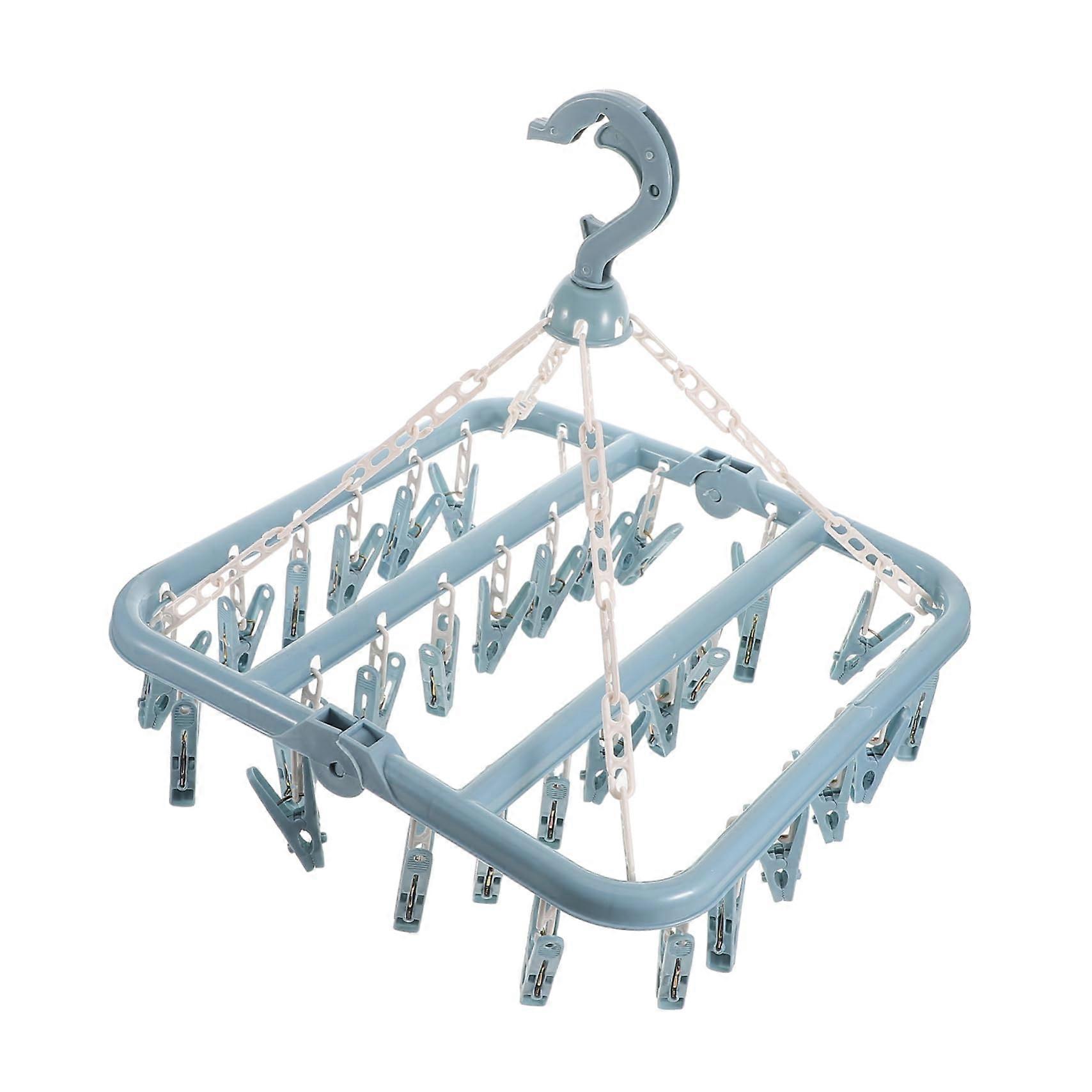 Laundry Hanger with Clips Plastic Clothes Drying Rack for Socks Underwear SpaceSaving Design