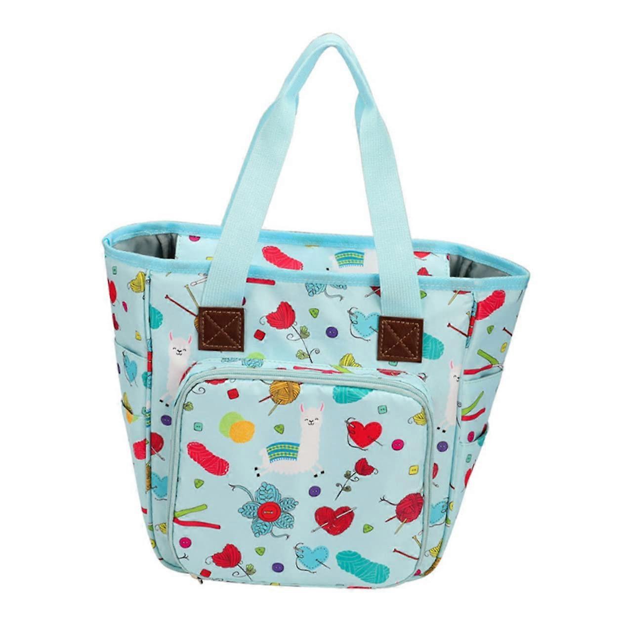 Large Capacity Knitting Storage Bag with MultiPocket Oxford Yarn Organizer for Crochet Tools