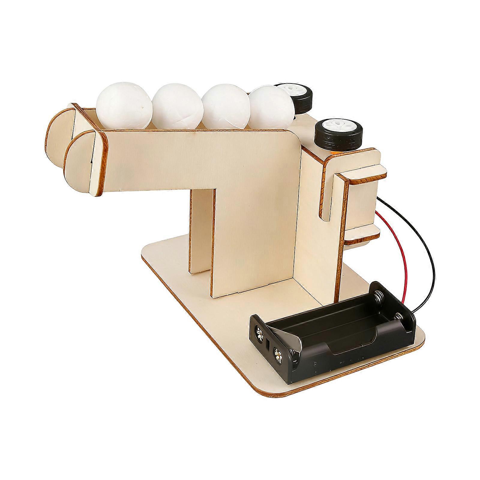 Creative Wooden Science Project Automatic Ball Launching Craft Set for Children Physics Learning Education Activity Toy Multicolor