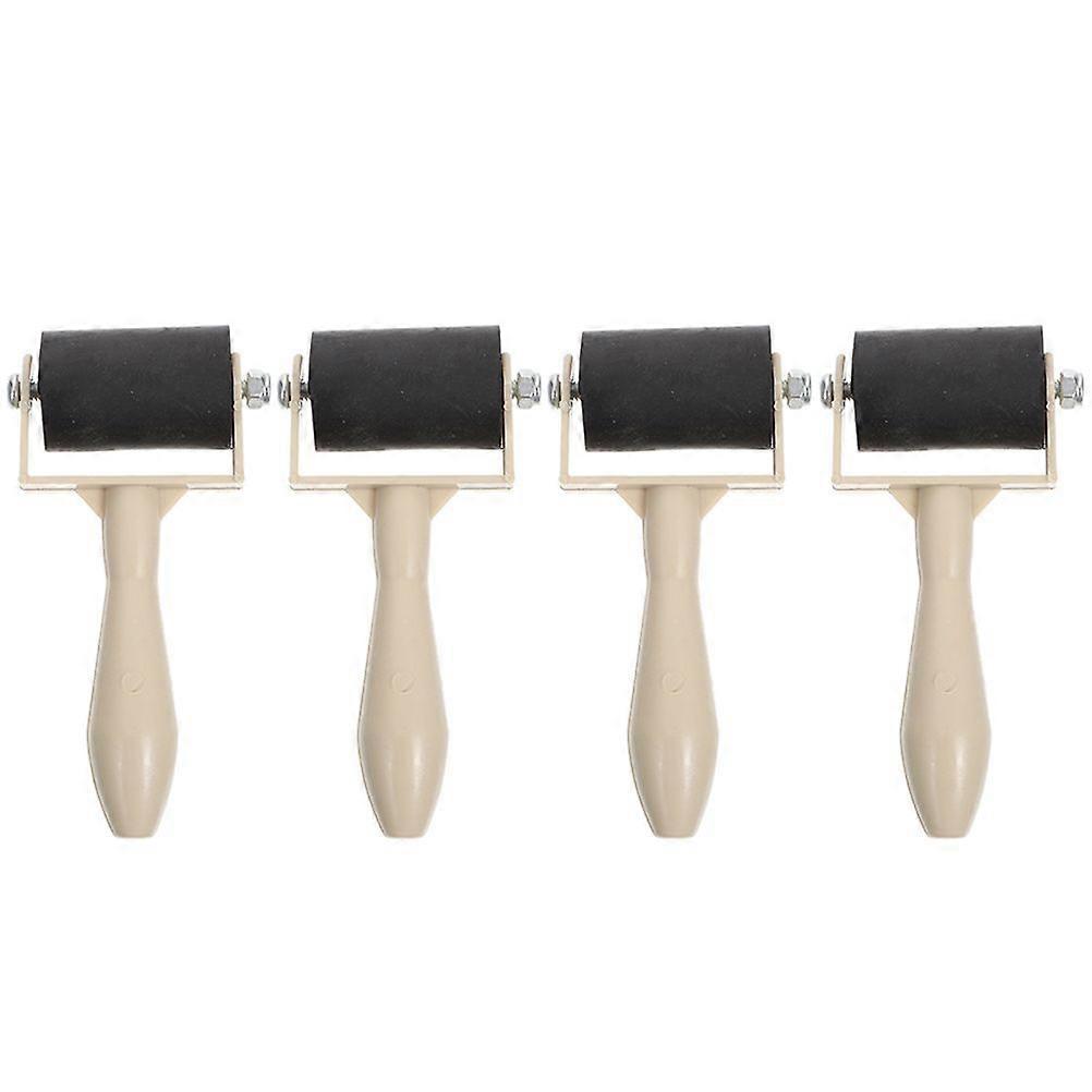 4Pcs Rubber Brayer Roller Children Printmaking Roller Ink Roller Handheld Printmaking Ink Roller