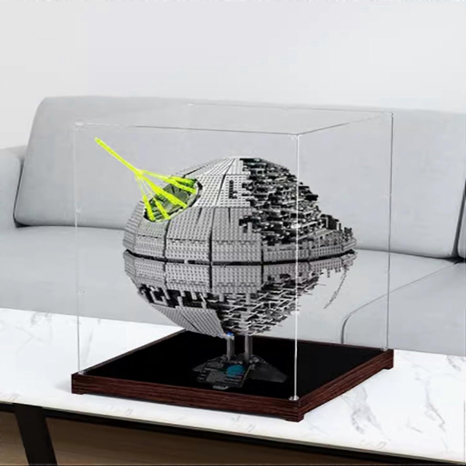Display Case for  10143 Death Star 2, Clear Acrylic Dustproof Showcase with Walnut Base