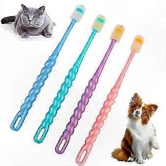 4-pack silikontandborstar för hundar och katter, 360-graders mjuka rengöringsverktyg för tandvård (blandade färger)