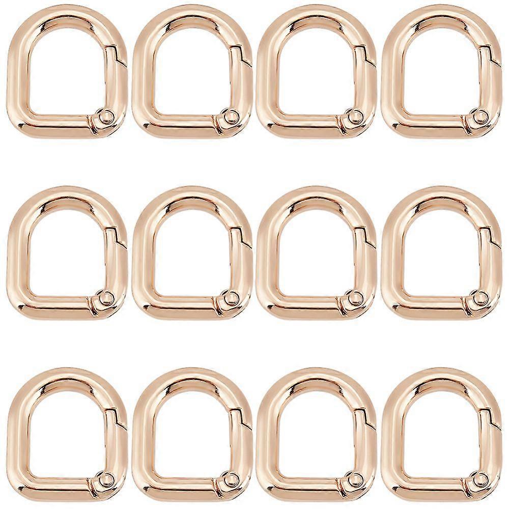 18pcs Alloy Spring Gate Rings D-Shaped Golden 24x21x5mm