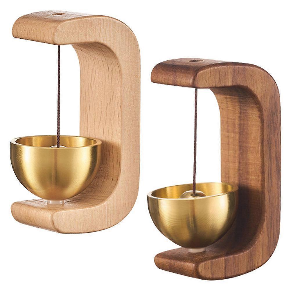 Delicate Wind Bell Retro Door Bell Beech Wood Security Reminder Entryway Decor 2Pcs