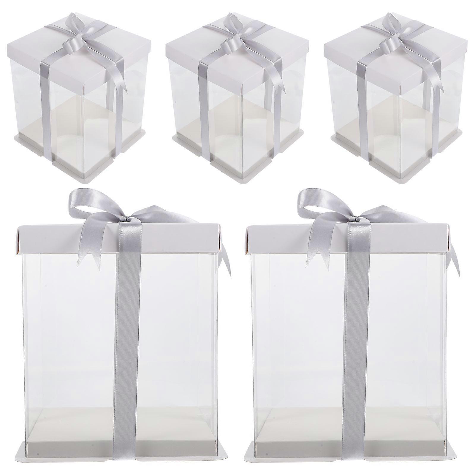 Cake Boxes Clear Cake Carrier for Storage Use 5Pcs White Design