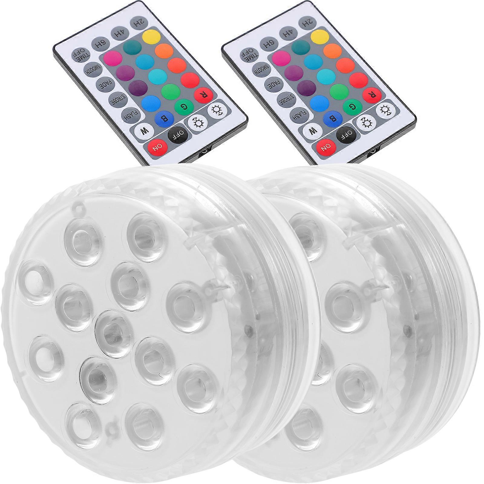 LED Underwater Lamp Decorative Pool Diving Lamp with Remote Control 2Pcs