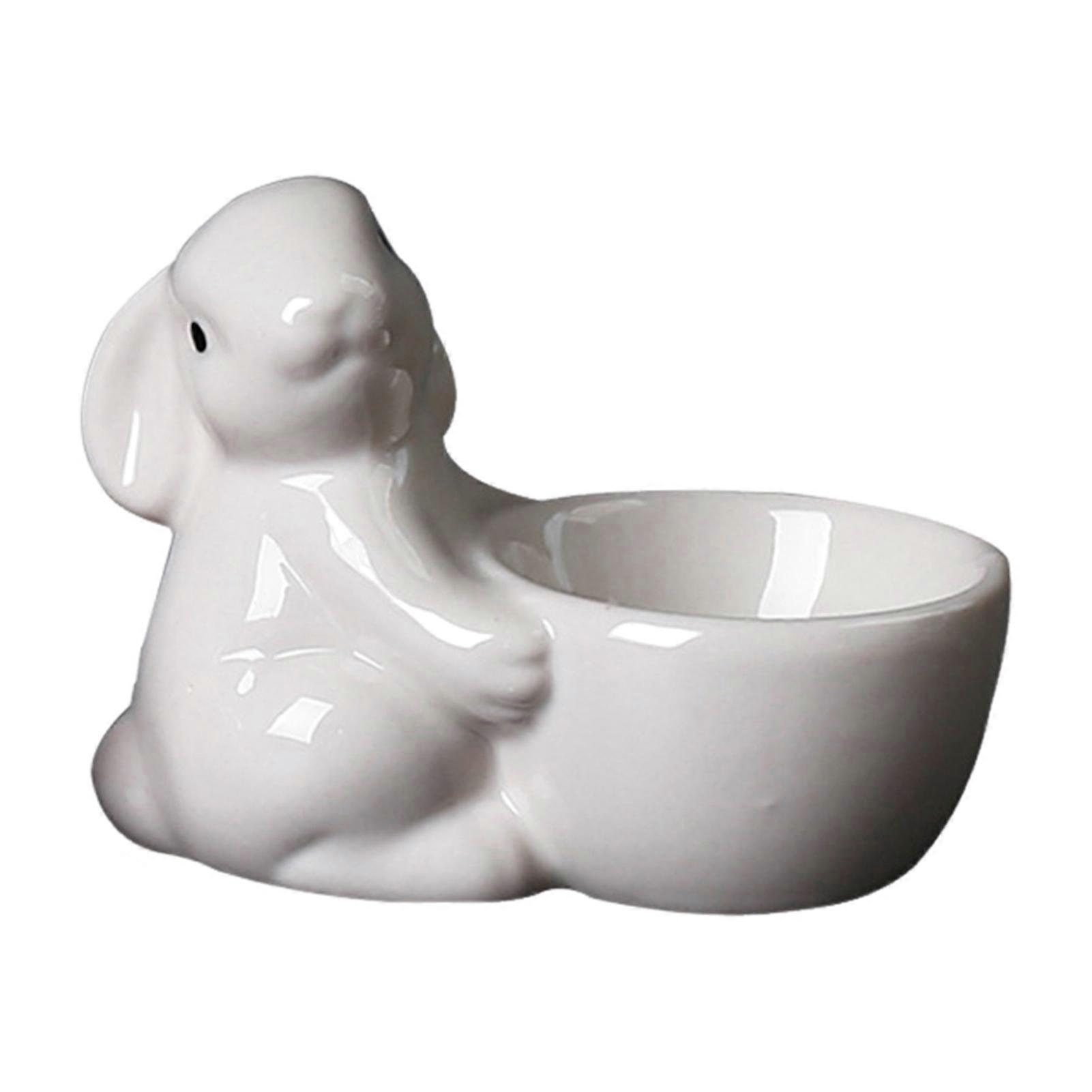 Ceramic Bunny Egg Cup Breakfast Table Decor Egg Holder Rabbit Egg Stand for Soft Boiled Eggs Home