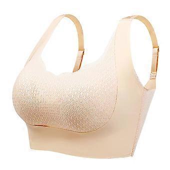 lulshou Dammode Spets-BH utan stålringar Hel BH Vardagsunderkläder Daglig komfort Trådlös Shaper-BH (Beige, XL)