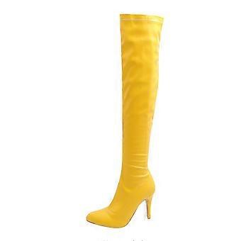 Kniehohe Stiefel für Damen, Winterschuhe, spitz zulaufend, dünn, hoher Absatz, US: 7,5 (40)