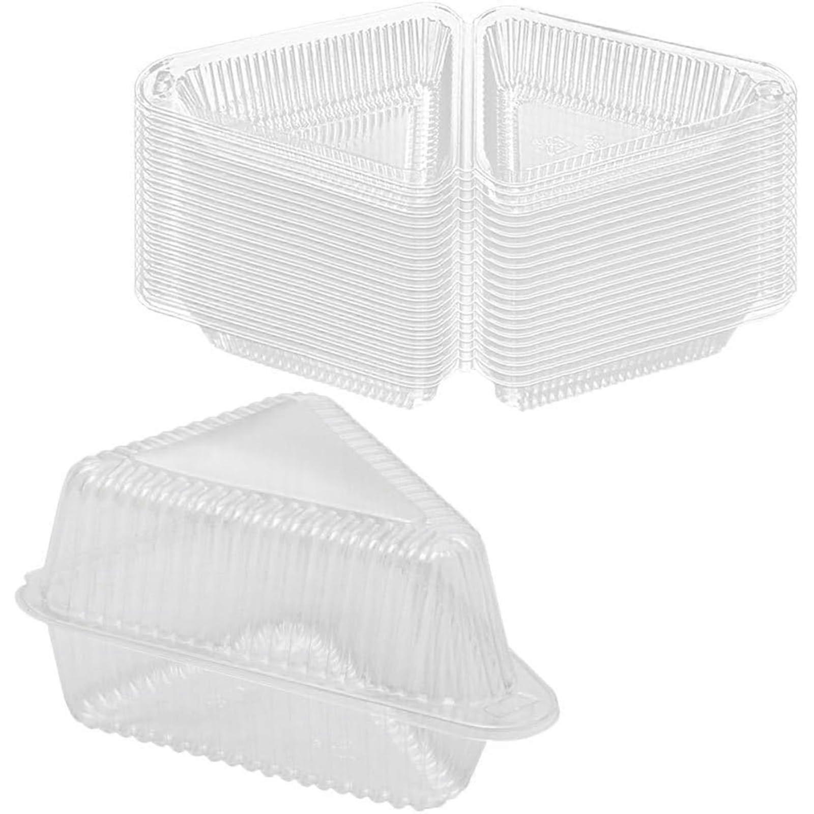 Cake Slice Containers 200 Pack, Clear Plastic with Lids, Disposable Pie Slice To Go, Stackable